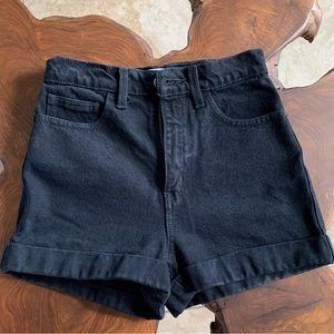 american apparel black high waisted denim shorts